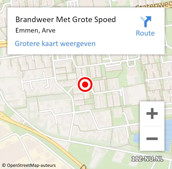 Locatie op kaart van de 112 melding: Brandweer Met Grote Spoed Naar Emmen, Arve op 4 september 2022 07:36