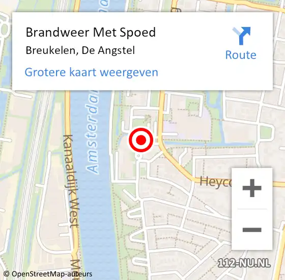 Locatie op kaart van de 112 melding: Brandweer Met Spoed Naar Breukelen, De Angstel op 28 juli 2014 13:31