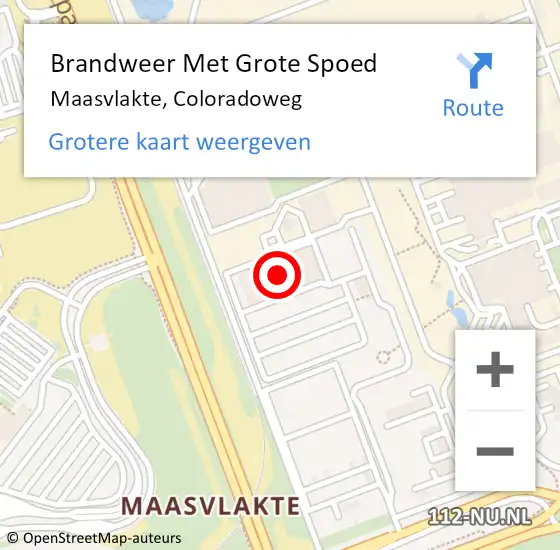 Locatie op kaart van de 112 melding: Brandweer Met Grote Spoed Naar Maasvlakte, Coloradoweg op 4 september 2022 08:19