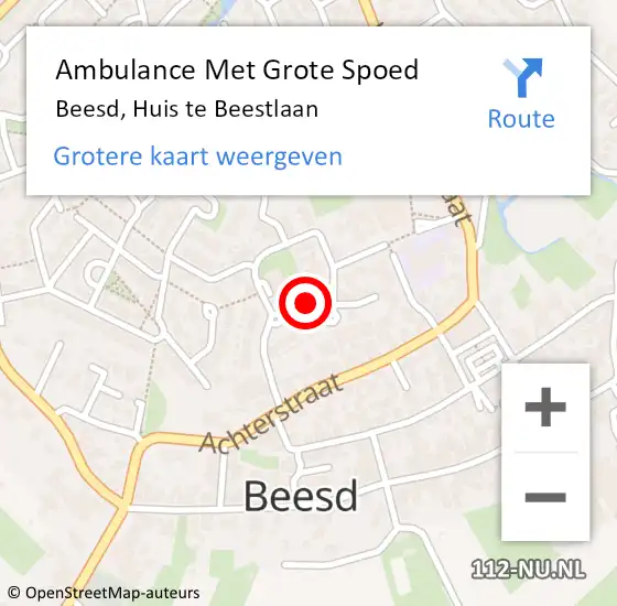 Locatie op kaart van de 112 melding: Ambulance Met Grote Spoed Naar Beesd, Huis te Beestlaan op 4 september 2022 08:31