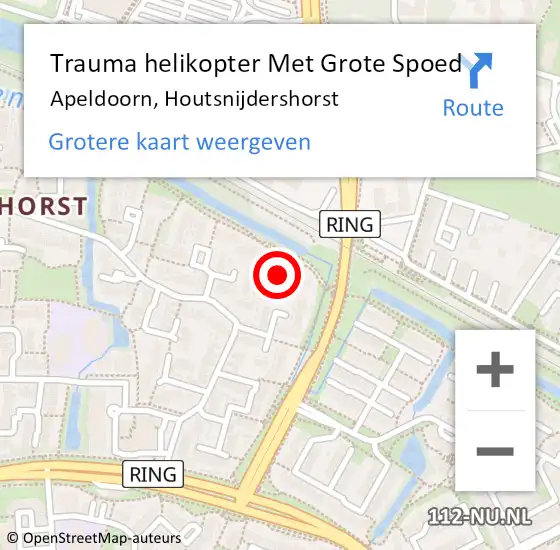 Locatie op kaart van de 112 melding: Trauma helikopter Met Grote Spoed Naar Apeldoorn, Houtsnijdershorst op 4 september 2022 08:50