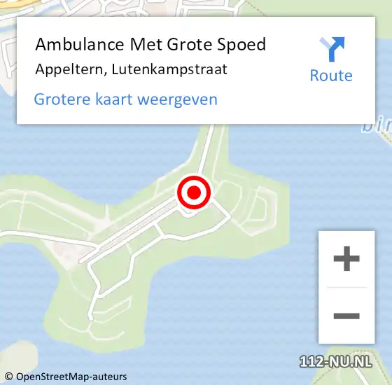 Locatie op kaart van de 112 melding: Ambulance Met Grote Spoed Naar Appeltern, Lutenkampstraat op 4 september 2022 08:52