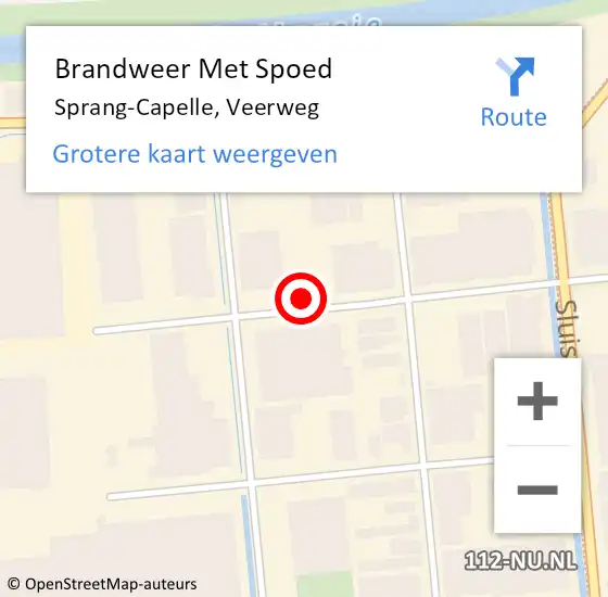 Locatie op kaart van de 112 melding: Brandweer Met Spoed Naar Sprang-Capelle, Veerweg op 4 september 2022 09:05