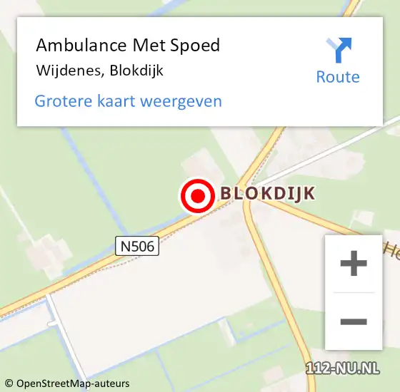 Locatie op kaart van de 112 melding: Ambulance Met Spoed Naar Wijdenes, Blokdijk op 4 september 2022 09:17