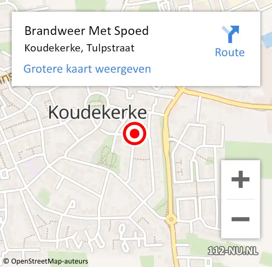 Locatie op kaart van de 112 melding: Brandweer Met Spoed Naar Koudekerke, Tulpstraat op 4 september 2022 09:41