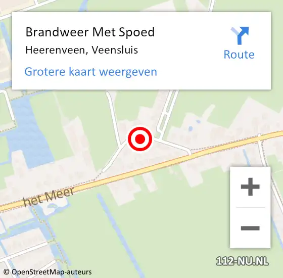 Locatie op kaart van de 112 melding: Brandweer Met Spoed Naar Heerenveen, Veensluis op 4 september 2022 09:43