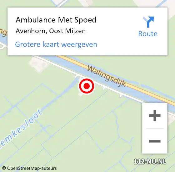 Locatie op kaart van de 112 melding: Ambulance Met Spoed Naar Avenhorn, Oost Mijzen op 28 juli 2014 13:35