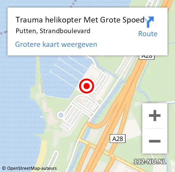 Locatie op kaart van de 112 melding: Trauma helikopter Met Grote Spoed Naar Putten, Strandboulevard op 4 september 2022 10:15
