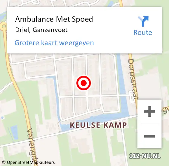 Locatie op kaart van de 112 melding: Ambulance Met Spoed Naar Driel, Ganzenvoet op 4 september 2022 10:35