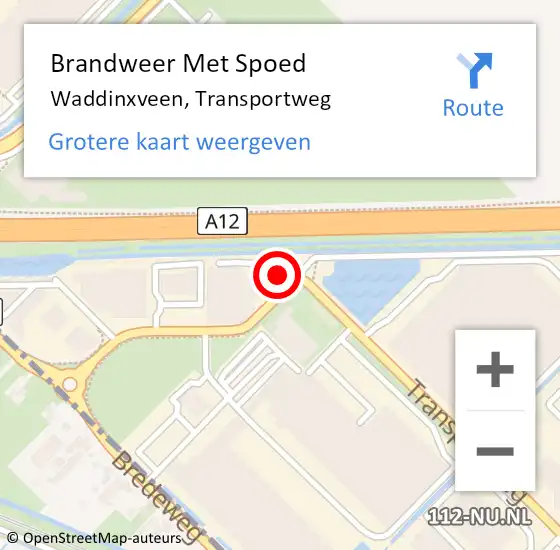 Locatie op kaart van de 112 melding: Brandweer Met Spoed Naar Waddinxveen, Transportweg op 4 september 2022 10:41