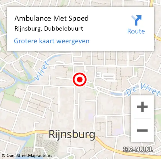 Locatie op kaart van de 112 melding: Ambulance Met Spoed Naar Rijnsburg, Dubbelebuurt op 4 september 2022 10:43