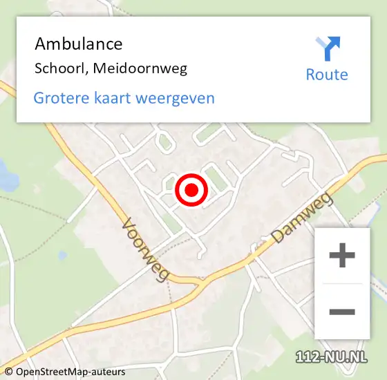 Locatie op kaart van de 112 melding: Ambulance Schoorl, Meidoornweg op 4 september 2022 10:50