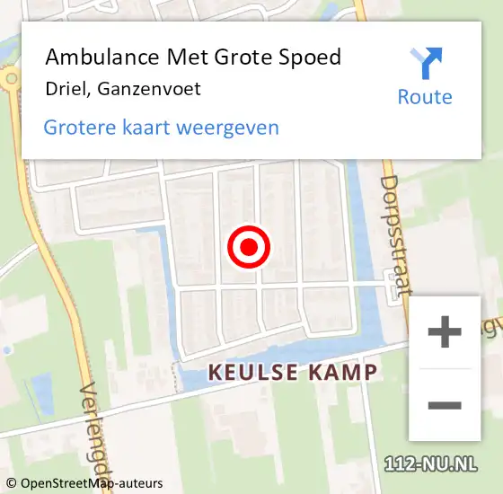 Locatie op kaart van de 112 melding: Ambulance Met Grote Spoed Naar Driel, Ganzenvoet op 4 september 2022 11:00