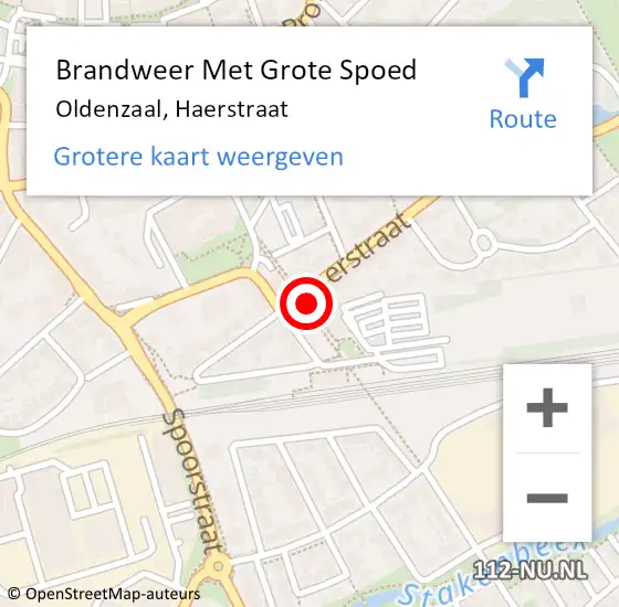 Locatie op kaart van de 112 melding: Brandweer Met Grote Spoed Naar Oldenzaal, Haerstraat op 4 september 2022 11:23