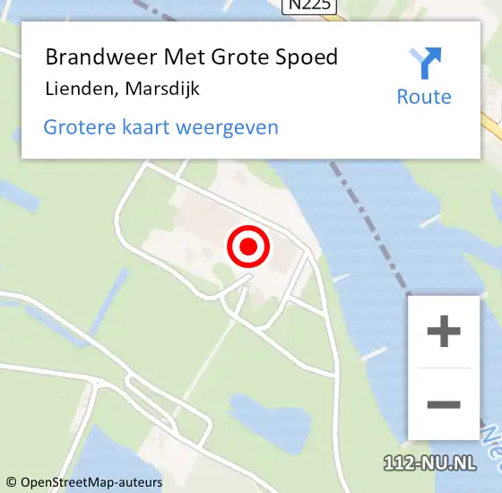 Locatie op kaart van de 112 melding: Brandweer Met Grote Spoed Naar Lienden, Marsdijk op 4 september 2022 11:30