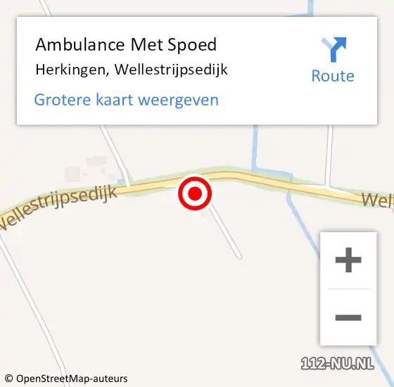 Locatie op kaart van de 112 melding: Ambulance Met Spoed Naar Herkingen, Wellestrijpsedijk op 4 september 2022 11:31
