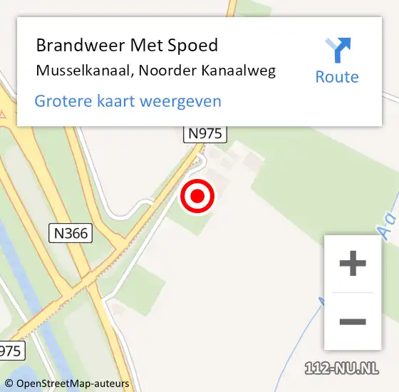 Locatie op kaart van de 112 melding: Brandweer Met Spoed Naar Musselkanaal, Noorder Kanaalweg op 4 september 2022 11:38