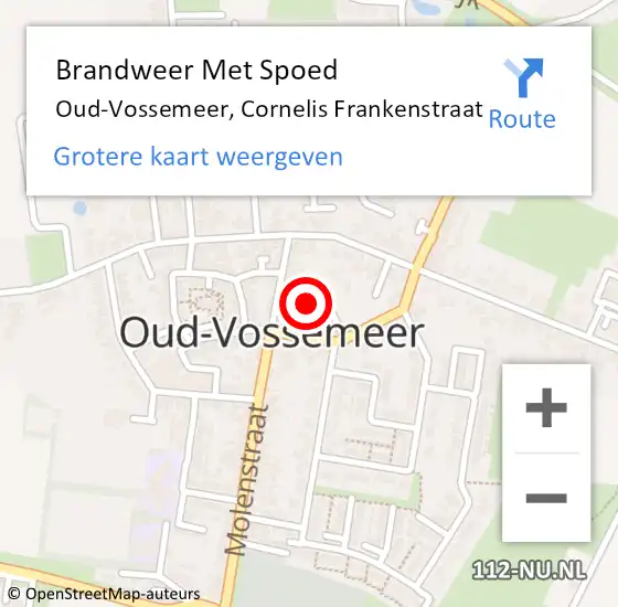 Locatie op kaart van de 112 melding: Brandweer Met Spoed Naar Oud-Vossemeer, Cornelis Frankenstraat op 4 september 2022 11:45