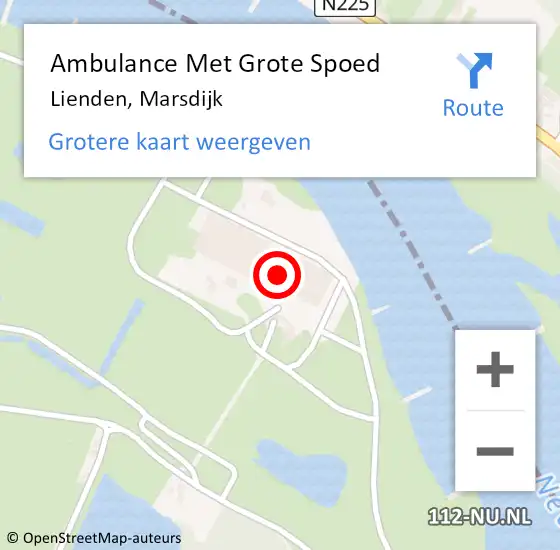 Locatie op kaart van de 112 melding: Ambulance Met Grote Spoed Naar Lienden, Marsdijk op 4 september 2022 11:49