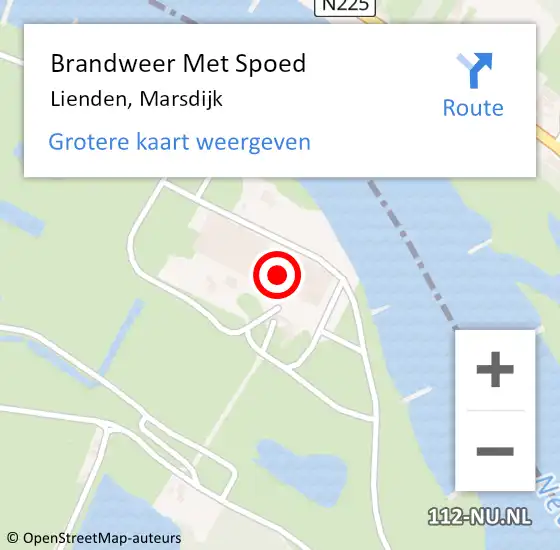 Locatie op kaart van de 112 melding: Brandweer Met Spoed Naar Lienden, Marsdijk op 4 september 2022 11:56