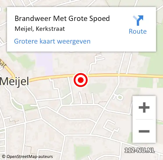 Locatie op kaart van de 112 melding: Brandweer Met Grote Spoed Naar Meijel, Kerkstraat op 4 september 2022 11:58