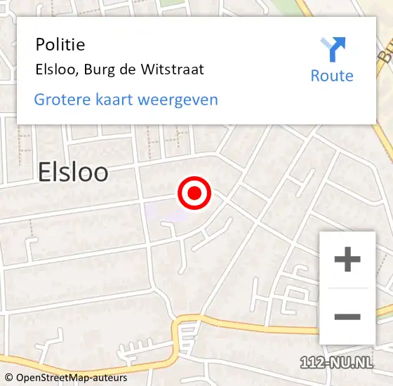 Locatie op kaart van de 112 melding: Politie Elsloo, Burg de Witstraat op 4 september 2022 12:02