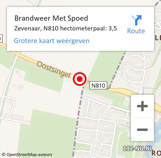 Locatie op kaart van de 112 melding: Brandweer Met Spoed Naar Zevenaar, N810 hectometerpaal: 3,5 op 4 september 2022 12:22