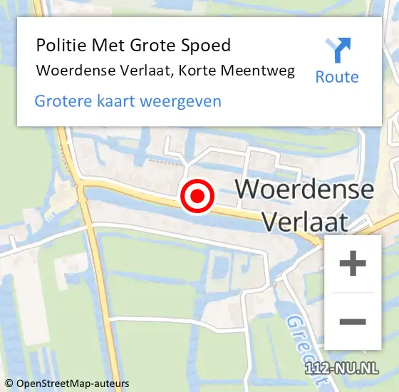 Locatie op kaart van de 112 melding: Politie Met Grote Spoed Naar Woerdense Verlaat, Korte Meentweg op 4 september 2022 12:25