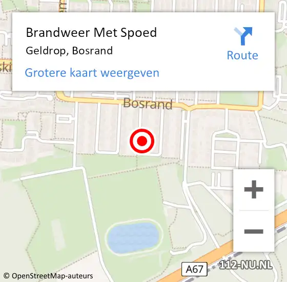 Locatie op kaart van de 112 melding: Brandweer Met Spoed Naar Geldrop, Bosrand op 4 september 2022 12:48