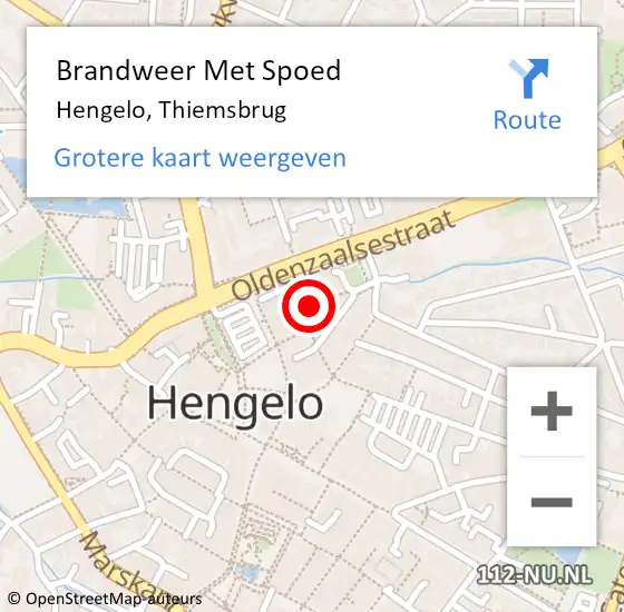 Locatie op kaart van de 112 melding: Brandweer Met Spoed Naar Hengelo, Thiemsbrug op 4 september 2022 12:54