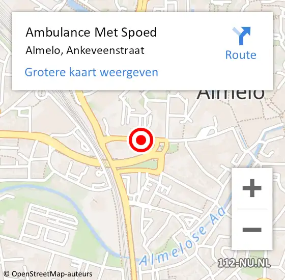 Locatie op kaart van de 112 melding: Ambulance Met Spoed Naar Almelo, Ankeveenstraat op 28 juli 2014 13:45