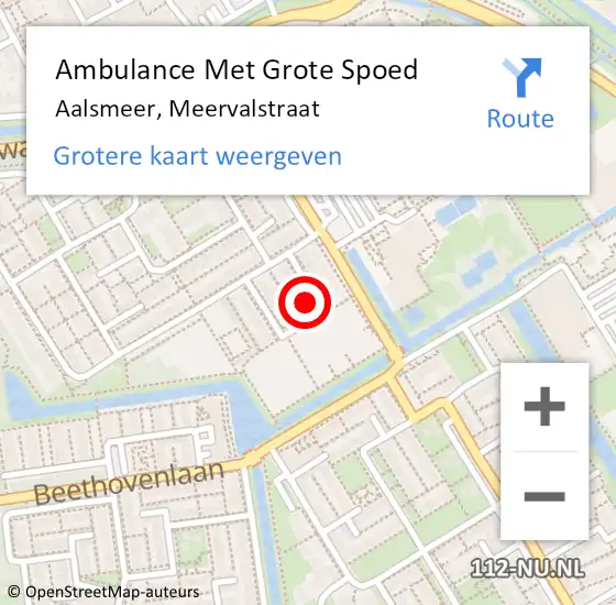 Locatie op kaart van de 112 melding: Ambulance Met Grote Spoed Naar Aalsmeer, Meervalstraat op 4 september 2022 13:03