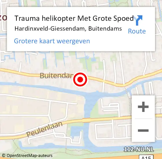 Locatie op kaart van de 112 melding: Trauma helikopter Met Grote Spoed Naar Hardinxveld-Giessendam, Buitendams op 4 september 2022 13:08