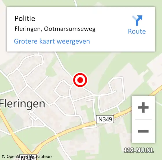 Locatie op kaart van de 112 melding: Politie Fleringen, Ootmarsumseweg op 4 september 2022 13:15