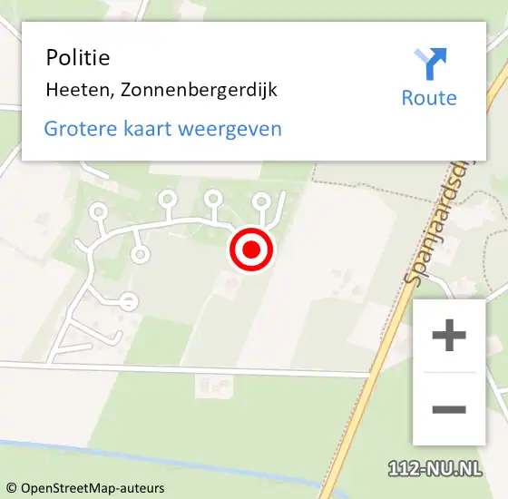 Locatie op kaart van de 112 melding: Politie Heeten, Zonnenbergerdijk op 4 september 2022 13:30