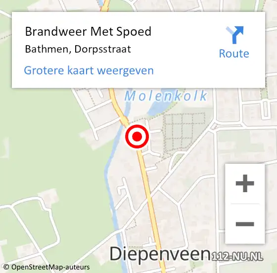 Locatie op kaart van de 112 melding: Brandweer Met Spoed Naar Bathmen, Dorpsstraat op 4 september 2022 13:37