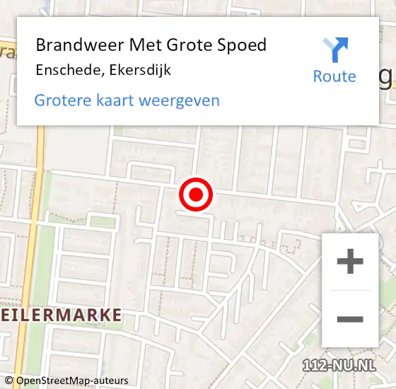 Locatie op kaart van de 112 melding: Brandweer Met Grote Spoed Naar Enschede, Ekersdijk op 4 september 2022 14:08