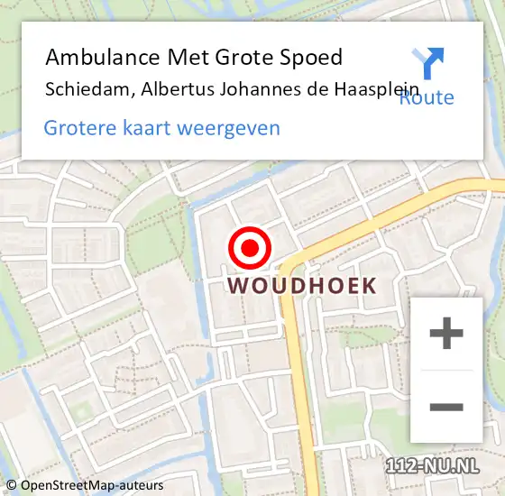 Locatie op kaart van de 112 melding: Ambulance Met Grote Spoed Naar Schiedam, Albertus Johannes de Haasplein op 4 september 2022 14:31