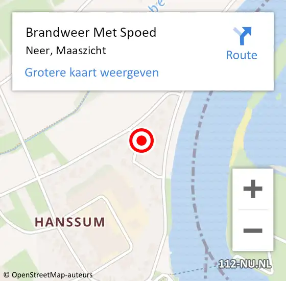 Locatie op kaart van de 112 melding: Brandweer Met Spoed Naar Neer, Maaszicht op 4 september 2022 14:32