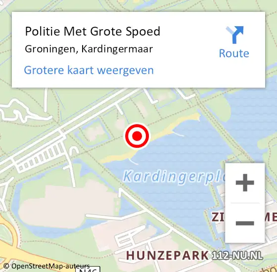 Locatie op kaart van de 112 melding: Politie Met Grote Spoed Naar Groningen, Kardingermaar op 4 september 2022 14:39