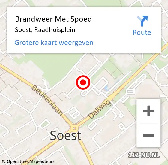 Locatie op kaart van de 112 melding: Brandweer Met Spoed Naar Soest, Raadhuisplein op 4 september 2022 14:39