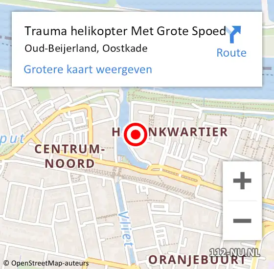 Locatie op kaart van de 112 melding: Trauma helikopter Met Grote Spoed Naar Oud-Beijerland, Oostkade op 4 september 2022 14:41