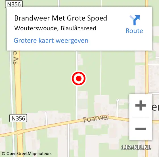 Locatie op kaart van de 112 melding: Brandweer Met Grote Spoed Naar Wouterswoude, Blaulânsreed op 4 september 2022 14:46