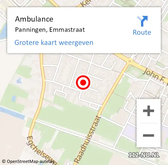 Locatie op kaart van de 112 melding: Ambulance Panningen, Emmastraat op 28 juli 2014 13:50