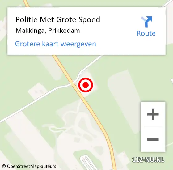 Locatie op kaart van de 112 melding: Politie Met Grote Spoed Naar Makkinga, Prikkedam op 4 september 2022 15:07