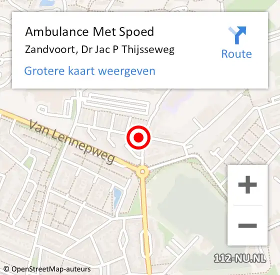 Locatie op kaart van de 112 melding: Ambulance Met Spoed Naar Zandvoort, Dr Jac P Thijsseweg op 4 september 2022 15:18