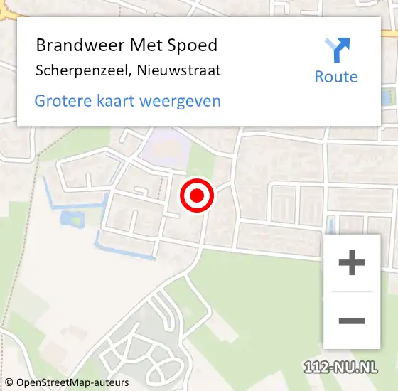 Locatie op kaart van de 112 melding: Brandweer Met Spoed Naar Scherpenzeel, Nieuwstraat op 4 september 2022 15:41