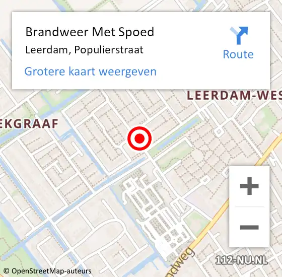 Locatie op kaart van de 112 melding: Brandweer Met Spoed Naar Leerdam, Populierstraat op 4 september 2022 15:59