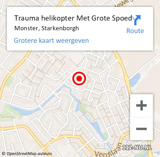 Locatie op kaart van de 112 melding: Trauma helikopter Met Grote Spoed Naar Monster, Starkenborgh op 4 september 2022 16:06