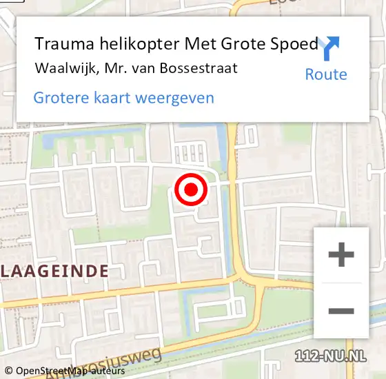 Locatie op kaart van de 112 melding: Trauma helikopter Met Grote Spoed Naar Waalwijk, Mr. van Bossestraat op 4 september 2022 16:13